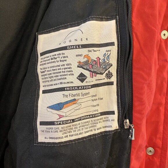 VTG BOGNER Puffer Ski Snowboard Red Jacket Quilted USA Made Women’s Size 12 - Picture 9 of 12